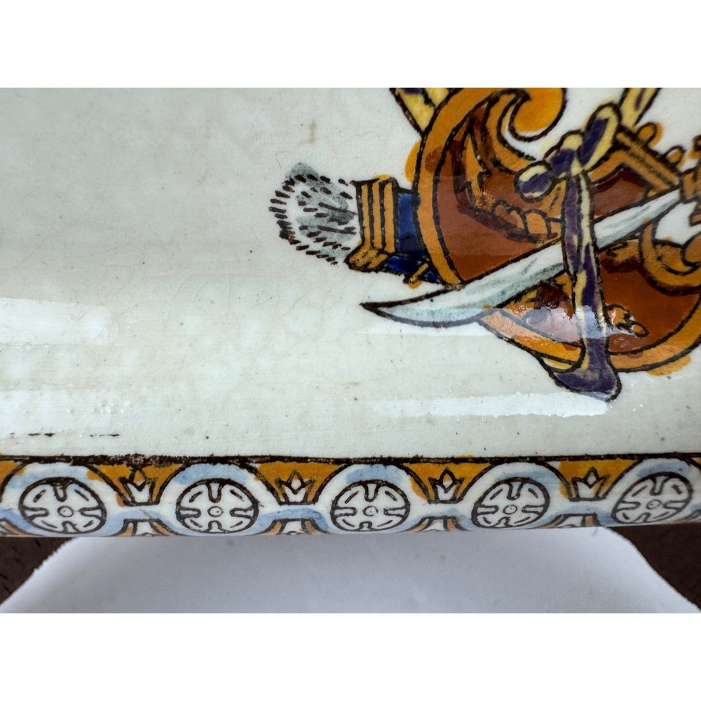 Antique Gien French Faience Renaissance Tray 1870s Handled Platter - As Is - Picture 4 of 11